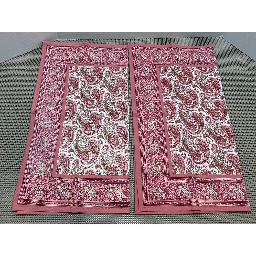 Williams Sonoma Pink Paisley Reversible Placemats Set of 4 Cotton 14x20